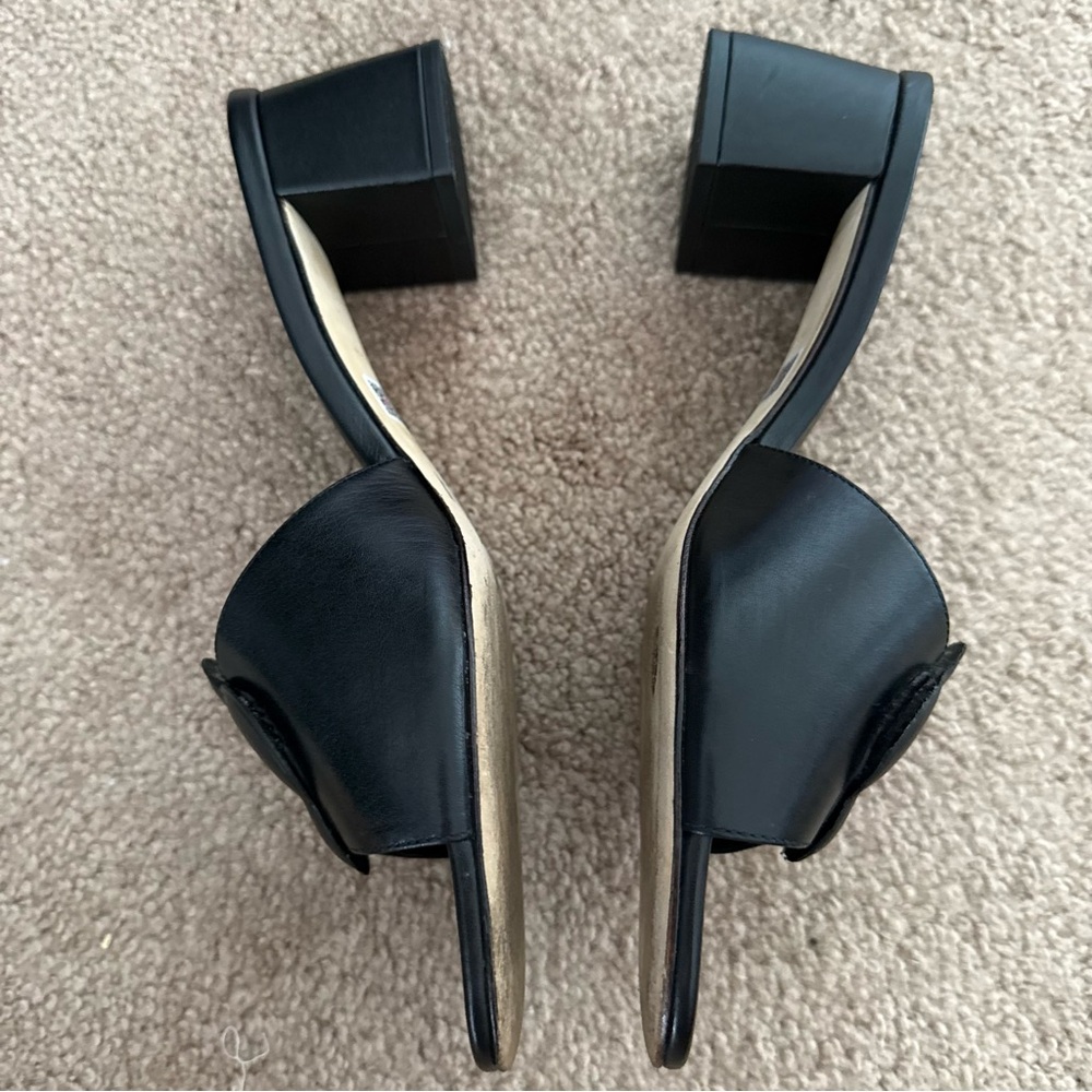 Larroudé Flora Leather Mules Sandals Block Heel - Picture 6 of 11